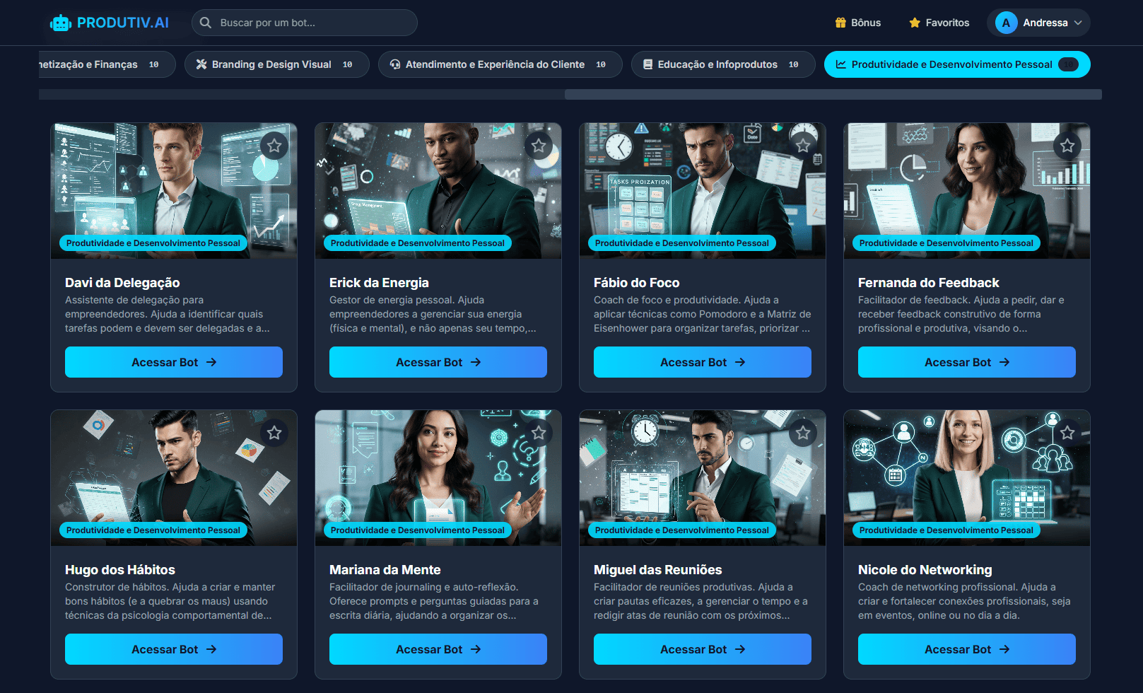 Categoria PRODUTIVIDADE E DESENVOLVIMENTO PESSOAL