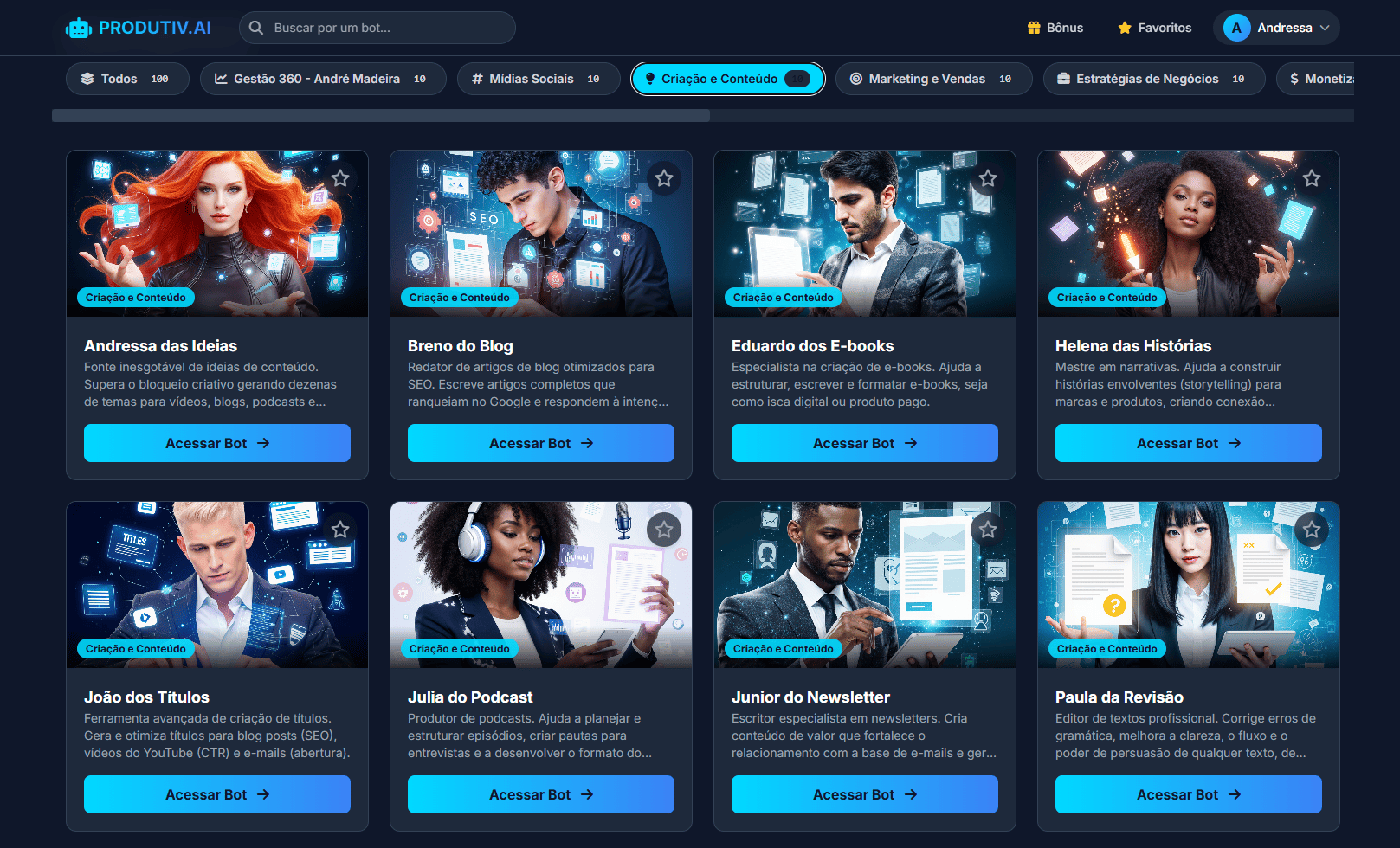 Categoria CRIAÇÃO DE CONTEÚDO